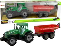 Leantoys Grön Traktor Med Rött Släp Friction Drive