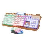 LIMEIDE T21 104Keys Wired Gaming Backlit Computer Manipulator Keyboard and Mouse Set, Cable Length: 1.4 m(White)