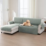 BellaHills Housse Canape d'angle,Housse de Canape 3 Places avec Accoudoirs,100% Protege Canape Impermeable Housse Meridienne Côté Gauche Forme de L 247CM,Vert Clair