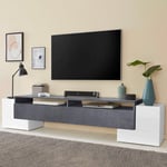 Web Furniture - Meuble tv de salon design 210cm 2 compartiments Pillon Ardoise xxl