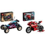 LEGO 42124 Technic Off-Road Buggy CONTROL+ App-Controlled Retro RC Car Toy for Kids & 42107 Technic Ducati Panigale V4 R Motorbike, Collectible Superbike Display Model