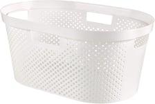 CURVER | Infinity Laundry Basket, 40 L, White, 58.5 x 38 x 26.5 cm, Recycled