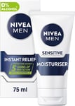 NIVEA MEN Sensitive Face Moisturiser (75ml), Men's Moisturiser with 0% Alcohol