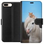Apple iPhone 8 Plus Musta Lompakkokotelo Katt och Häst