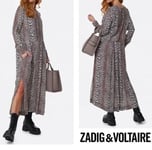 Zadig Voltaire Maxi Dress Size XS UK 8 Roux Leo Pleated Viscose - Leopard Print