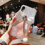 KESHOUJI Rhinestone Crystal Phone Case For iPhone 11 Pro Max xr xs x xsmax 6 6s 7 8 Plus 7P Fundas Cameo Shell Pattern Back Cover,White,For iPhone X XS