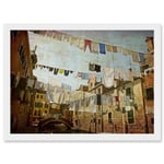 Clotheslines Venice Washing Line Laundry By Cityscape A4 Artwork Framed Wall Art Print