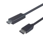 NÖRDIC Displayport 1.2 til HDMI-kabel UHD 4K i 30Hz 10.8Gbps for HDTV dobbeltskjermet 3m Rent kobber 9999 %