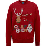 Disney Frozen Christmas Olaf And Sven Red Christmas Jumper - M