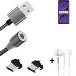 Data charging cable for + headphones Oppo Reno Ace 2 EVA + USB type C a. Micro-U