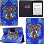 DodoBuy Case for Kindle Paperwhite, PU Leather Flip Smart Cover Thin Wallet Bag Holder Stand with Card Slots Magnetic Closure - Elephant