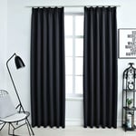 vidaXL Blackout Curtains with Hooks 2 pcs Black 140x245 cm Home Room Curtain