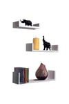 'Melody' - Wall Mounted Floating Gloss Display Storage Shelves - Set Of 3 - White