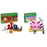 LEGO Minecraft The Nether Portal Ambush Adventure Set, Building Toys & Minecraft The Axolotl House Set, Buildable Underwater Base with Diver Explorer, Zombie plus Dolphin and Puffer