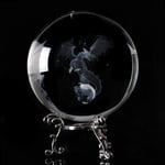 DALIZHAI777 Crystal ball 60/80mm Dragon Miniatures Crystal Ball 3D Laser Engraved Quartz Glass Ball Sphere Home Office Decor Gift Ornament Fortune Telling Ball (Color : With Silver Base, Size : 60mm)