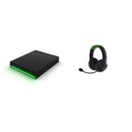Seagate Game Drive for Xbox, 2TB, External Hard Drive Portable, USB 3.2 Gen 1, Black with Built-In Green LED Bar + Razer Kaira - Wireless Gaming Headphones for Xbox Series X/S/One & PC