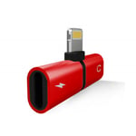Mini Adaptateur Lightning/Jack Pour Iphone 11 Apple Chargeur Ecouteurs 2 En 1 Casque - Rouge