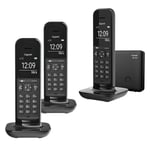 Gigaset Hello Phone Designer Cordless Phone - Black, Trio Handset with Answer Machine