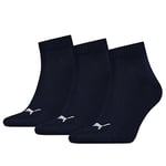 PUMA Unisex Puma Unisex 3p Quarter Plain Sock, Blue (Navy), 14-Dec UK