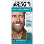 Just For Men Peinture pour barbe et moustache brun moyen, élimine les cheveux gris et donne un aspect plus épais et plus complet, M35
