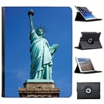 Fancy A Snuggle Statue Of Liberty New York USA For Apple iPad 2, 3 & 4 Faux Leather Folio Presenter Case Cover Bag with Stand Capability