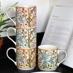 William Morris Stacking Mugs 300ml Golden Lily Set Of 4 Floral Art Coffee Cups