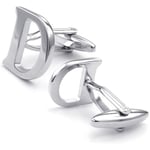 Initialbokstavs Manschettknappar för Bröllopspresent, D Silver