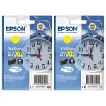2x Epson 27XL Yellow Ink Cartridge High Yield C13T27144012 Genuine Original