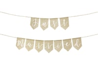 Partydeco Girlande Just Married Jute, Garland, Linne, Självtorkning, Bröllop, 1,85 M, Pojke/Flicka