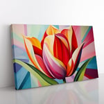 Tulip Flower Art Deco Canvas Print for Living Room Bedroom Home Office Décor, Wall Art Picture Ready to Hang, 76x50 cm (30x20 Inch)