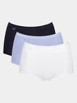 Sloggi Basic+ Maxi Casual 3 Pack Briefs - Blue/Lilac/White, Multi, Size 22, Women