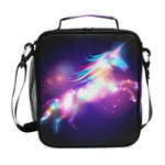 Girls Unicorn Lunch Bags Galaxy Horse Cool Large Insulated Lunch Box Tote Bag Cold Thermal Freezable Shoulder Strap for Kids Teen School Work