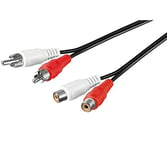 PremiumCord Câble RCA - 15 m - 2 x RCA mâle vers 2 x RCA Femelle - Rallonge Audio stéréo - pour TV, téléphone Portable, MP3, HiFi - Couleur : Noir