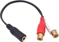 3.5mm Female Jack To 2 RCA Female Jack Audio Adapter Splitter Cable Gold Plated