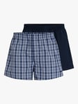 BOSS Check Boxer Shorts, Pack of 2, Open Blue