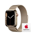 Apple Watch Series 7 (GPS + Cellular, 45mm) - Gold Stainless Steel Case with Gold Milanese Loop With AppleCare+