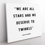We Are All Stars Modern Typography Quote Canvas Wall Art Print Ready to Hang, Framed Picture for Living Room Bedroom Home Office Décor, 35x35 cm (14x14 Inch)