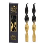Hocus Pocus Halloween Black and Gold Set of 2 Magic Spell Candlesticks