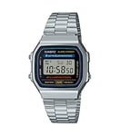 Casio A168WA-1YES Unisex Adult Digital Quartz Watch with Stainless Steel Strap - Black/Silver