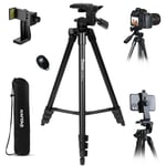 Endurax Camera Tripod 60" for Phone and Camera Extendable Phone Tripod for Recording with Remote Shutter & Universal Smartphone Mount for iPhone Samsung and Camera