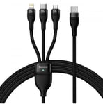 Baseus Flash Series II-kabel USB Typ C - USB Typ C / Lightning / micro USB 100 W 1,5 m svart (CASS030201)
