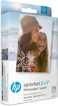 HP Sprocket 2x3" Zink Sticky-Back Photo Paper, 20 Sheets for Portable Printing