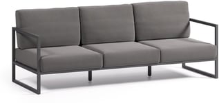 Comova, Udendørs 3-personers sofa, moderne, nordisk, metal by Kave Home (H: 85 cm. x B: 225 cm. x L: 85 cm., Sort)