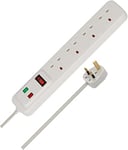 Brennenstuhl 4-Way Extension Lead with surge protection (2m cable, Power Strip with 90° angle of sockets, with switch)