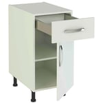 Pegane - Meuble armoire de cuisine 1 porte + 1 tiroir coloris blanc - Hauteur 85 x Longueur 40 x profondeur 58 cm