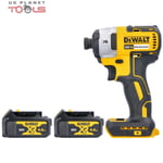 Dewalt DCF887 18V XR Brushless Impact Driver 3 Speed + 2 x DCB182 4ah Batteries