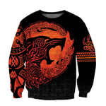 HQLCX Hoodies Fenrir Viking,3D Tattoo Printed Mens Sweatshirt Unisex Zip Pullover Casual Jacket,Sweatershirt,M