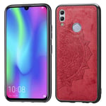 LLLi Mobile Accessories for HUAWEI Embossed Mandala Pattern Magnetic PC + TPU + Fabric Shockproof Case for Huawei Honor 10 Lite(Black) (Color : Red)