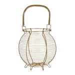 Hygge Gold Finish Modern Retro Egg Basket Spiral Metal Wire Style with Handle