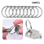 100-pack rostfria nyckelringar, 25 mm nyckelringar, platta nyckelringar, lämpliga för alla typer av nycklar, DIY, hantverk (rostfritt